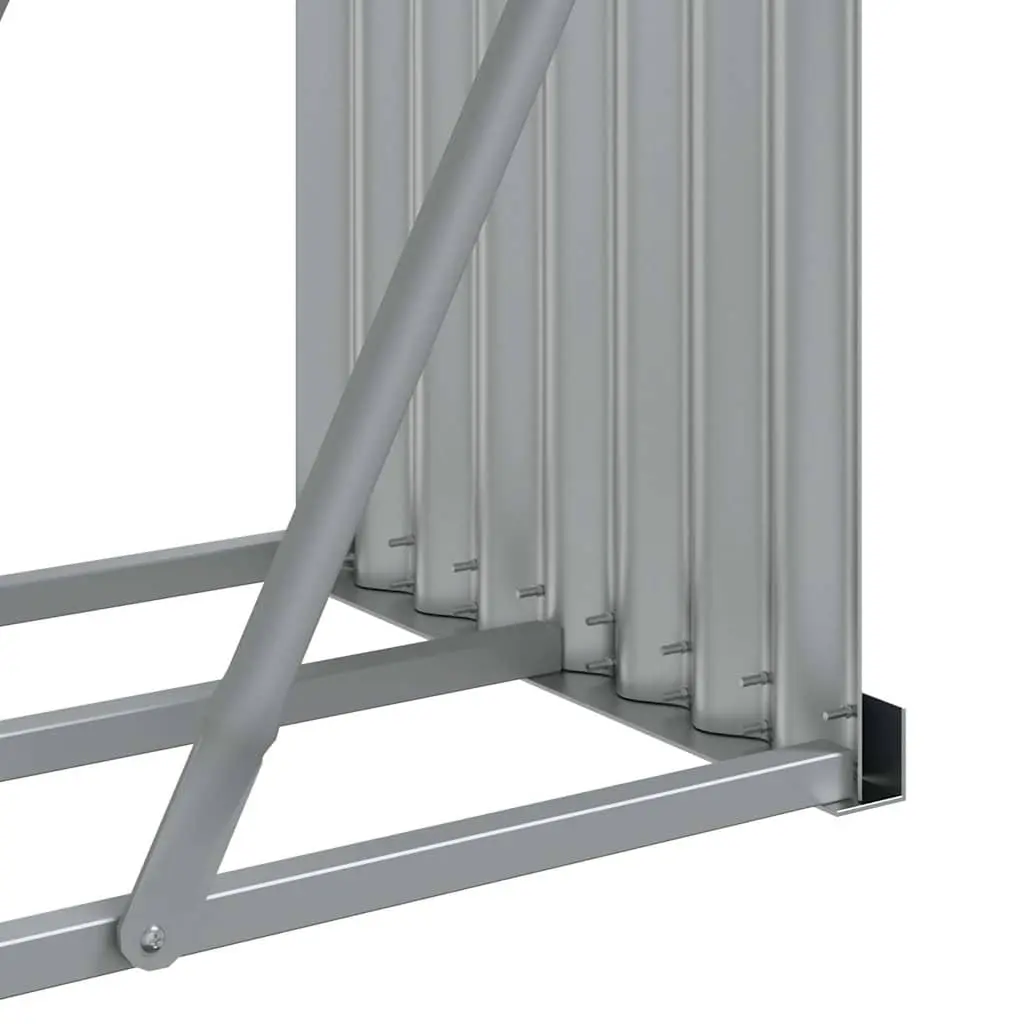 Log Holder Rack Light Grey 300x45x100cm Galvanised Steel Firewood Storage Stand