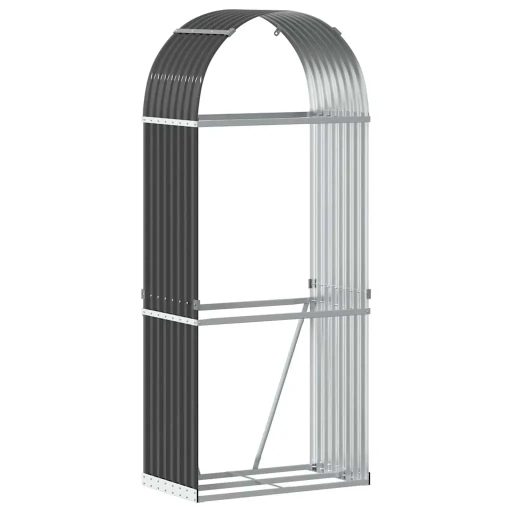 Log Holder Anthracite Steel 80L x 45W x 190H cm Durable Indoor Outdoor Storage Rack