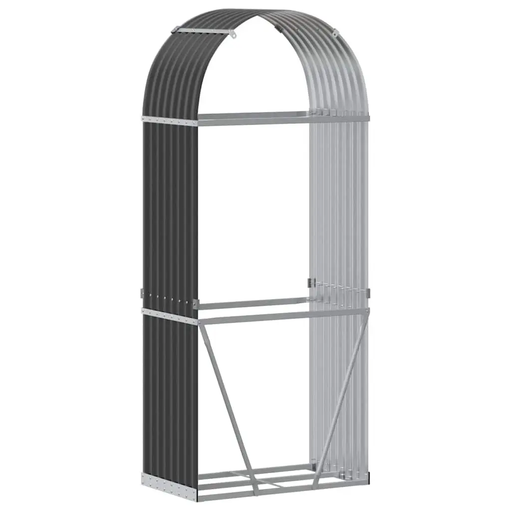 Log Holder Anthracite Steel 80L x 45W x 190H cm Durable Indoor Outdoor Storage Rack