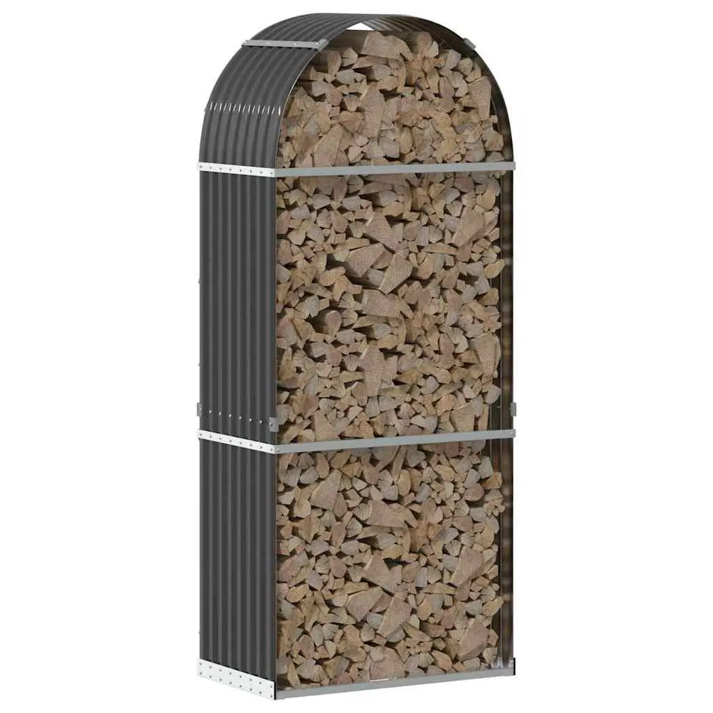 Log Holder Anthracite Steel 80L x 45W x 190H cm Durable Indoor Outdoor Storage Rack
