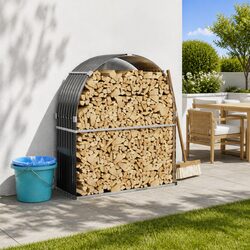 Log Holder in Anthracite Steel for Firewood 120x45x140cm