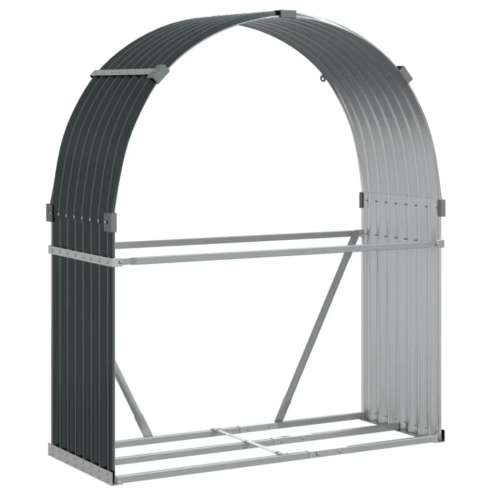 Log Holder Anthracite 120x45x140cm Galvanised Steel Fireplace Wood Storage Rack