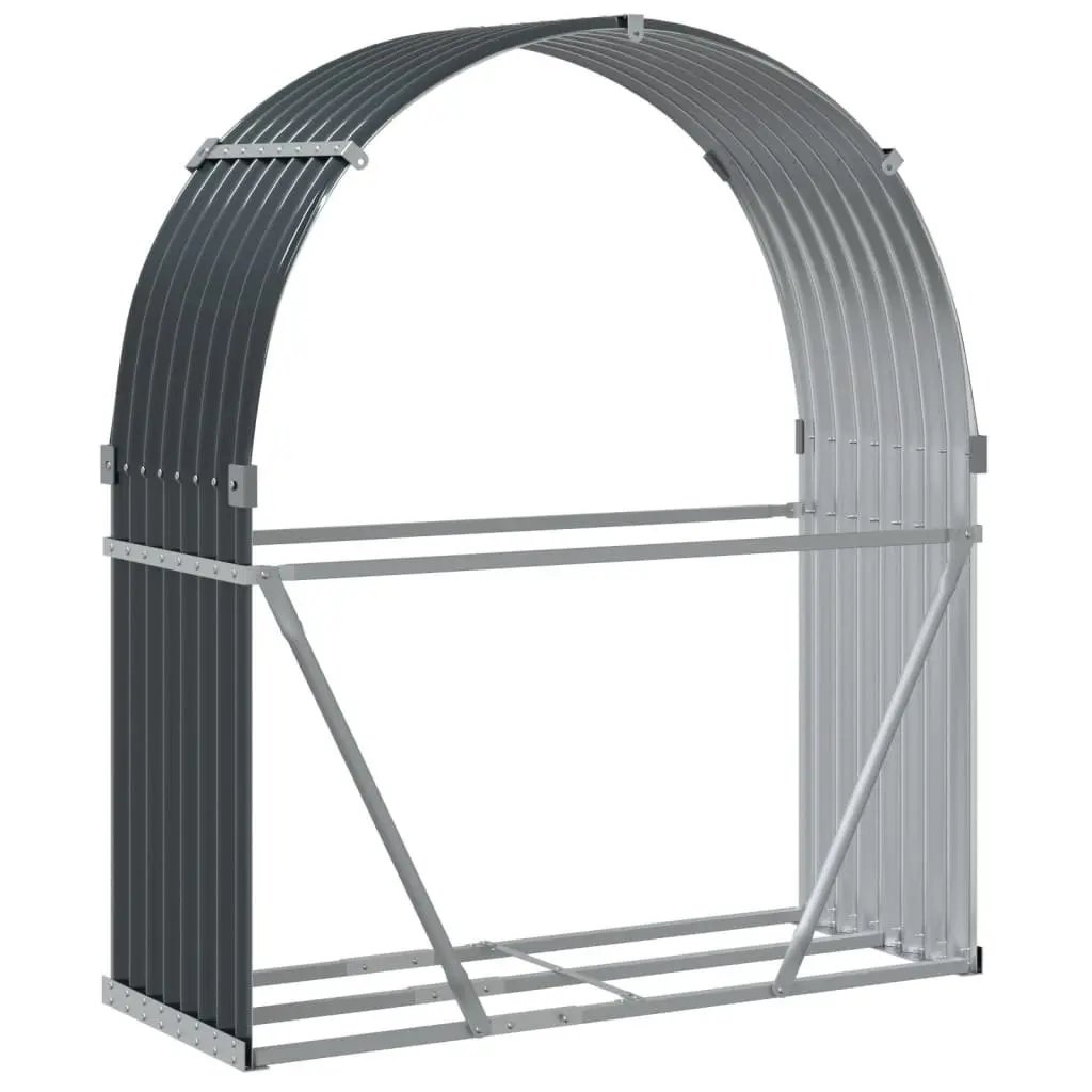 Log Holder Anthracite 120x45x140cm Galvanised Steel Fireplace Wood Storage Rack