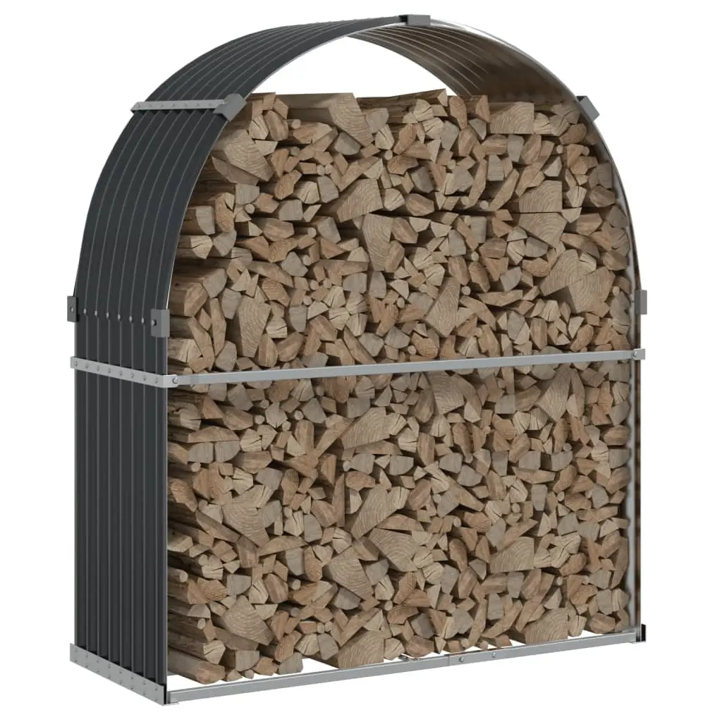 Log Holder Anthracite 120x45x140cm Galvanised Steel Fireplace Wood Storage Rack