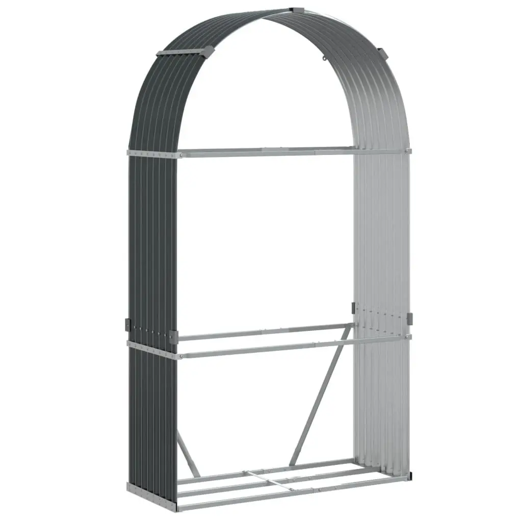 Log Holder Anthracite 120x45x210 cm Galvanised Steel Heavy-Duty Fireplace Wood Storage Rack