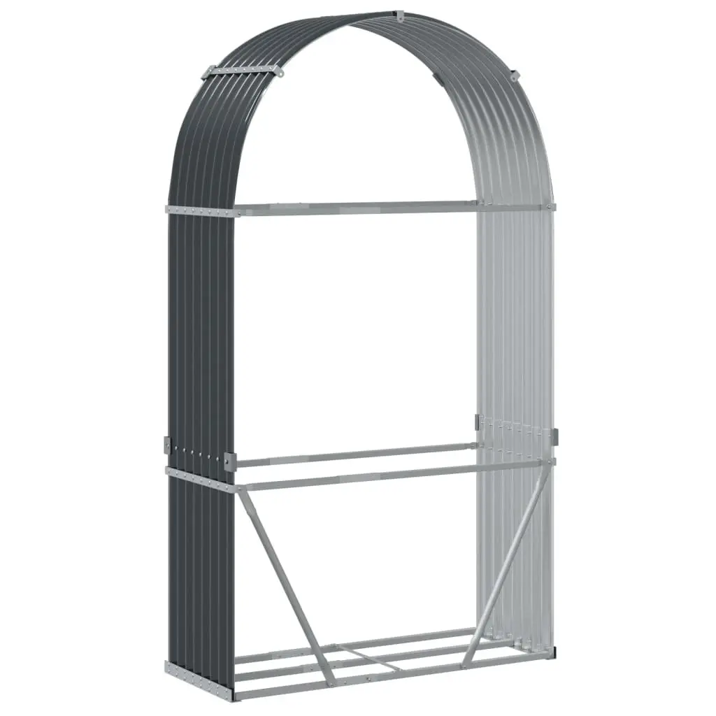 Log Holder Anthracite 120x45x210 cm Galvanised Steel Heavy-Duty Fireplace Wood Storage Rack