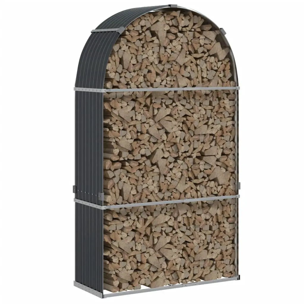 Log Holder Anthracite 120x45x210 cm Galvanised Steel Heavy-Duty Fireplace Wood Storage Rack