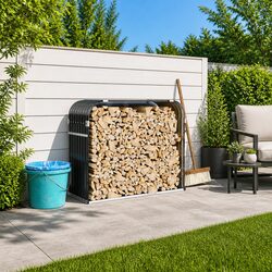 Log Holder Anthracite Galvanised Steel Firewood Storage Rack Indoor Outdoor