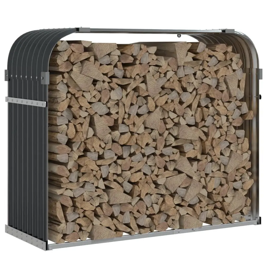 Log Holder Anthracite Galvanised Steel Firewood Storage Rack Indoor Outdoor