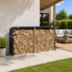 Concise Anthracite Steel Log Holder for Firewood