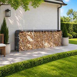 Anthracite Log Holder with Ample Storage Space