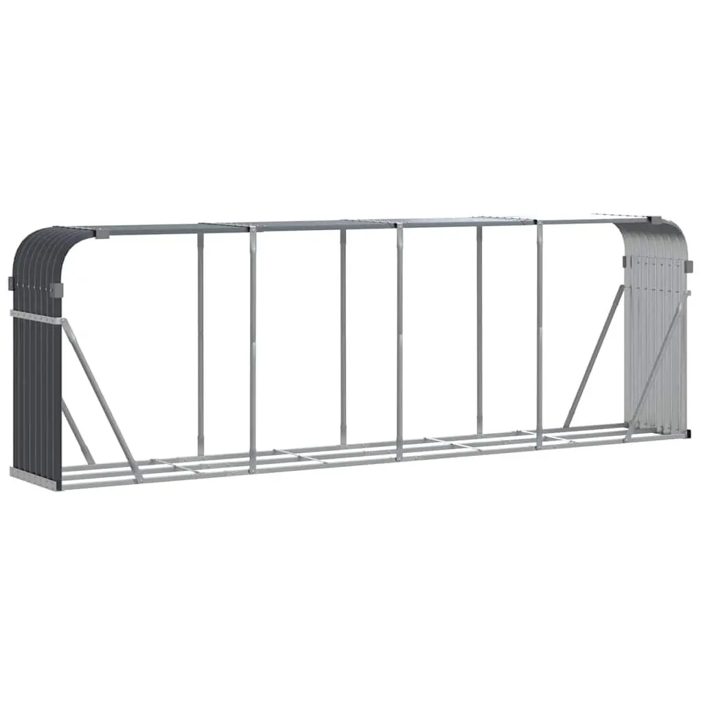 Log Holder Anthracite Galvanised Steel Wall Mount Outdoor Firewood Storage Rack