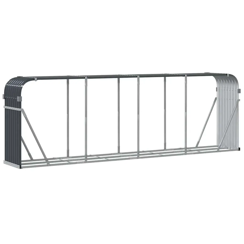 Log Holder Anthracite Galvanised Steel Wall Mount Outdoor Firewood Storage Rack