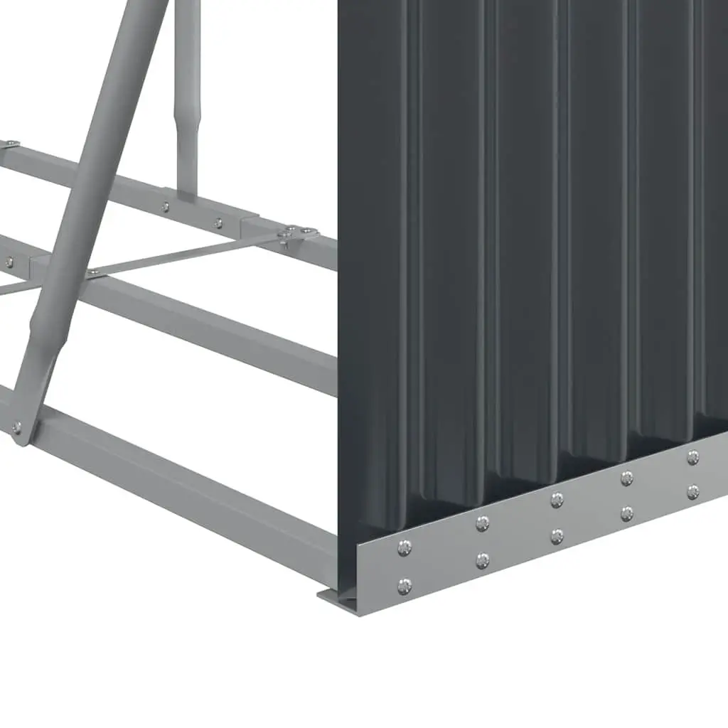 Log Holder Anthracite Galvanised Steel Wall Mount Outdoor Firewood Storage Rack