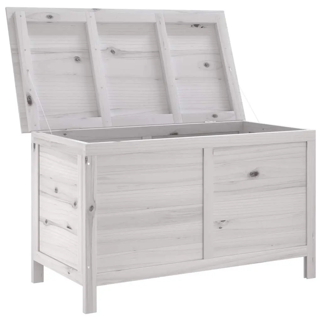 Garden Storage Box White Solid Fir Wood Outdoor Cushion Container 99x49.5x58.5cm