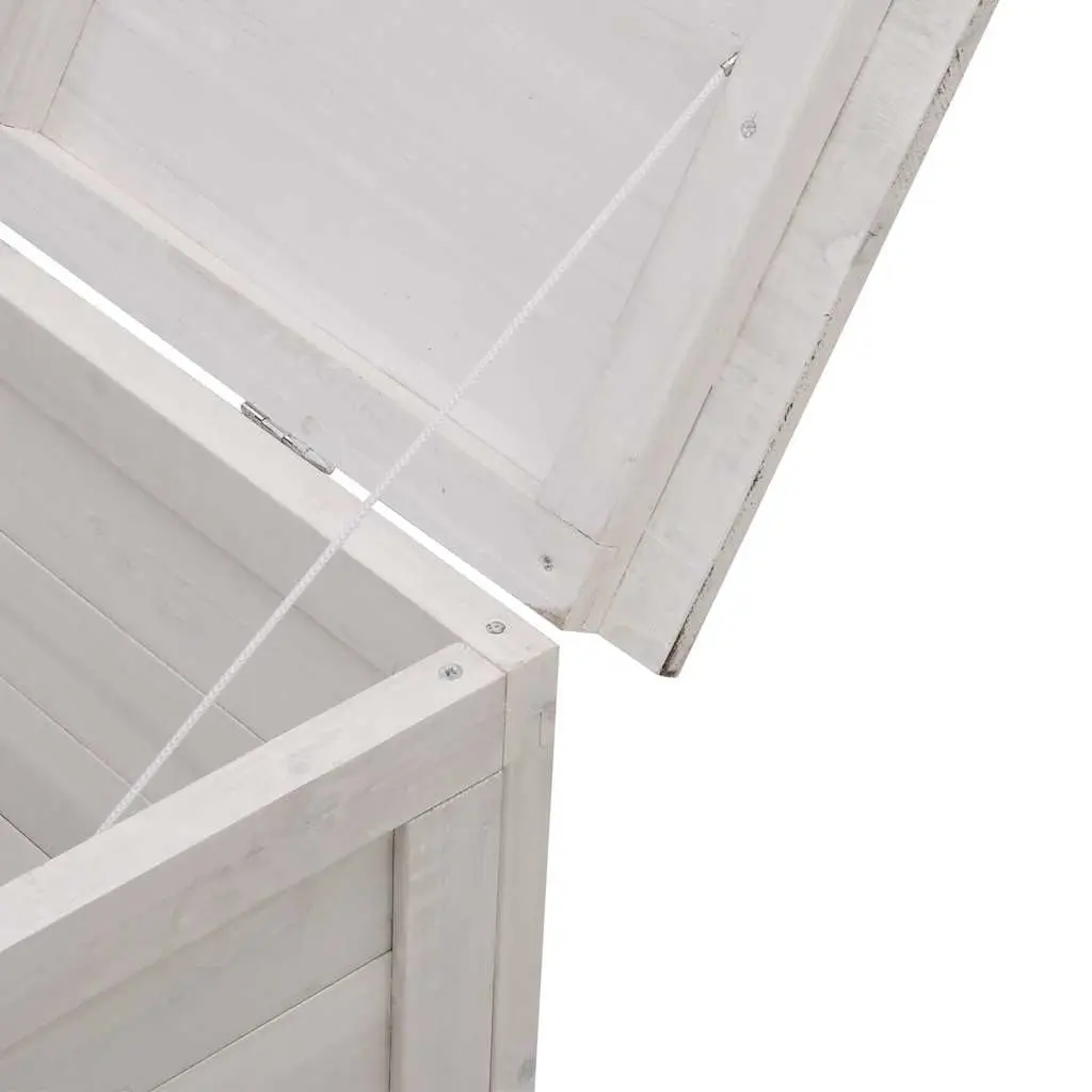 Garden Storage Box White Solid Fir Wood Outdoor Cushion Container 99x49.5x58.5cm