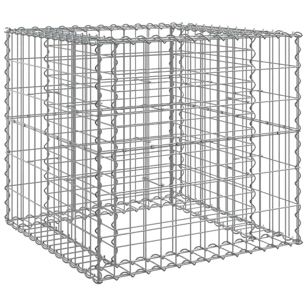Gabion Basket Silver 70x70x65 cm Galvanised Iron Garden Planter Border Outdoor