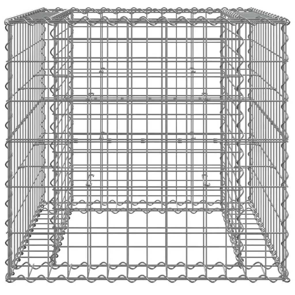 Gabion Basket Silver 70x70x65 cm Galvanised Iron Garden Planter Border Outdoor