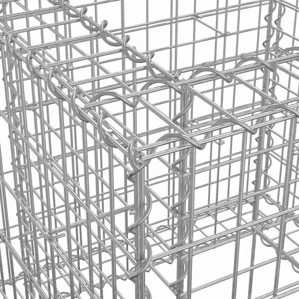 Gabion Basket Silver 70x70x65 cm Galvanised Iron Garden Planter Border Outdoor