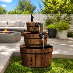 Wooden Water Fountain with Electric Pump for Your Garden