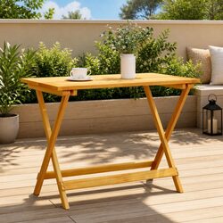 Folding Garden Table 90x52.5x65cm in Brown Acacia