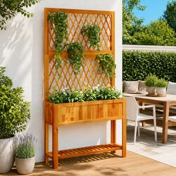 Wooden Planter with Trellis