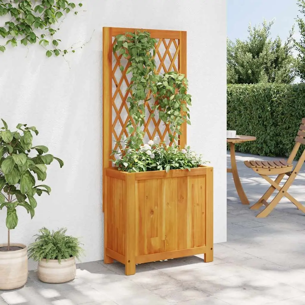 Wooden Planter Brown 55 x 29.5 x 132 cm Integrated Trellis for Climbing Plants Garden Patio Outdoor