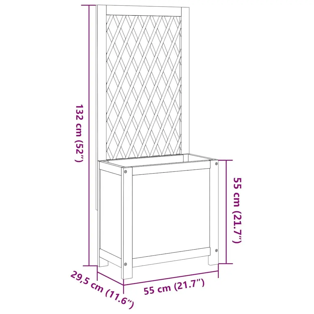Wooden Planter Brown 55 x 29.5 x 132 cm Integrated Trellis for Climbing Plants Garden Patio Outdoor