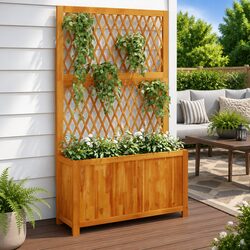 Wooden Planter with Trellis: Built to Last