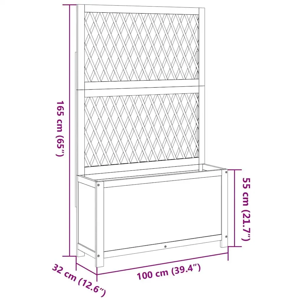 Wooden Planter Brown 100x32x165cm Integrated Trellis for Climbing Plants
