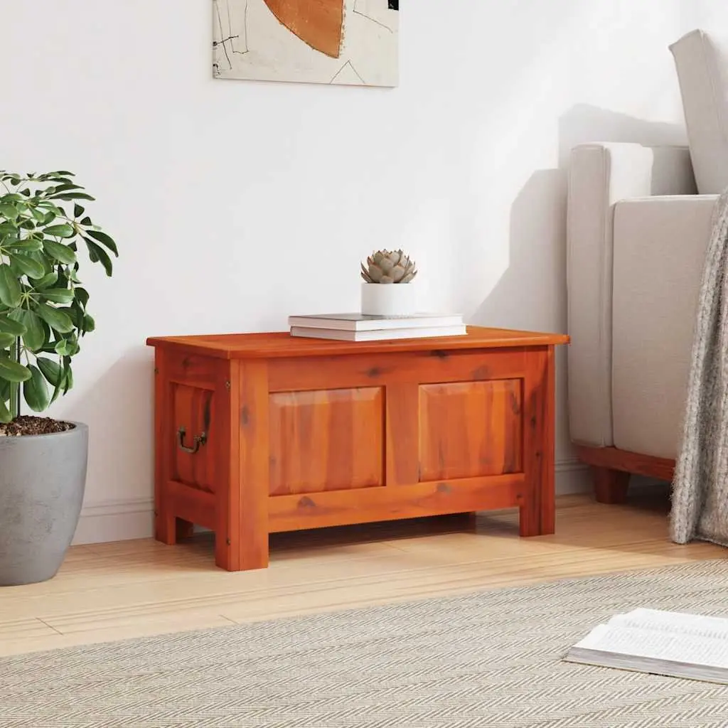 Storage Chest Brown Solid Wood Spacious Interior Gas Lift Mechanism
