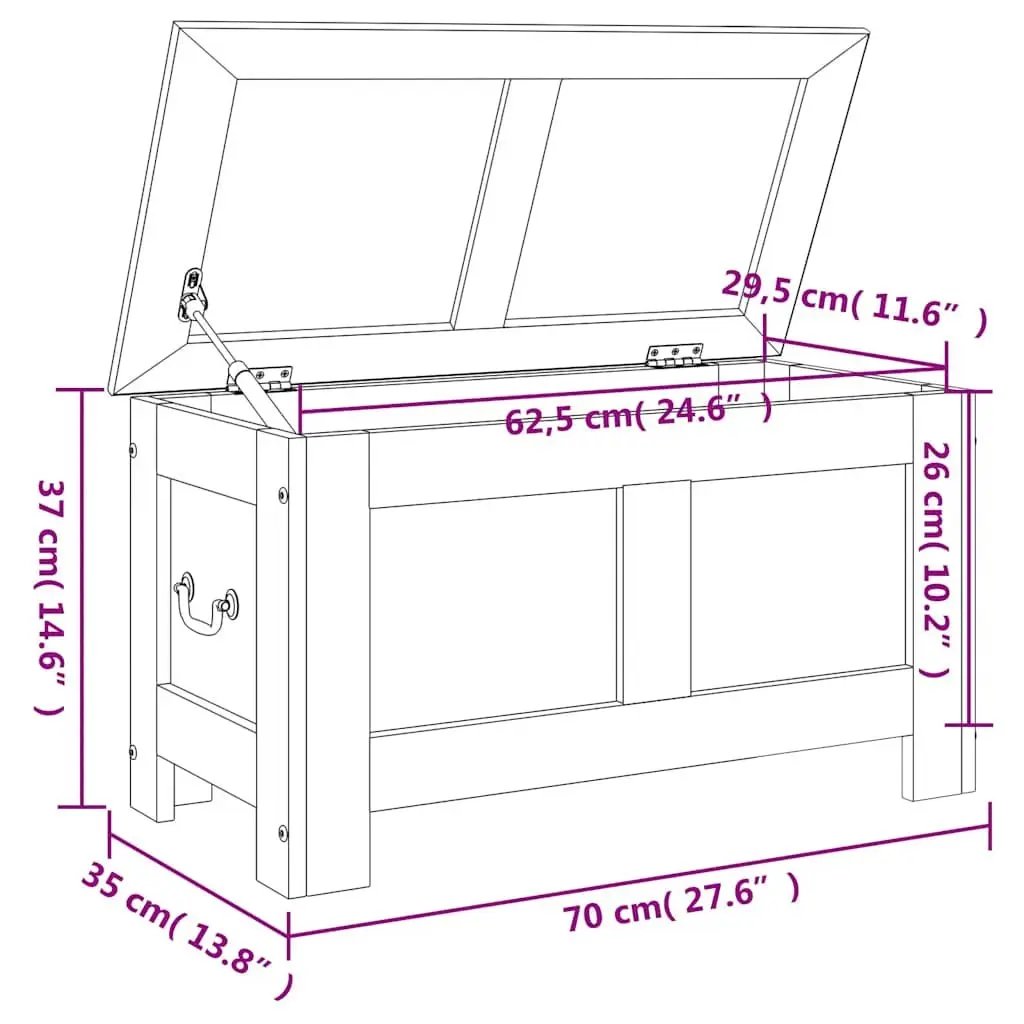 Storage Chest Brown Solid Wood Spacious Interior Gas Lift Mechanism