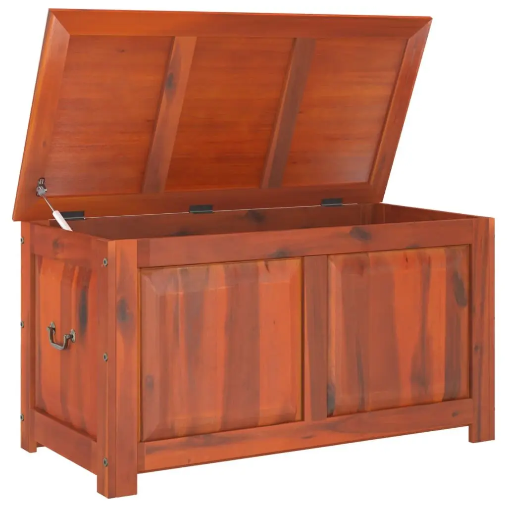 Storage Chest Brown Solid Wood Lid Gas Lift Mechanism