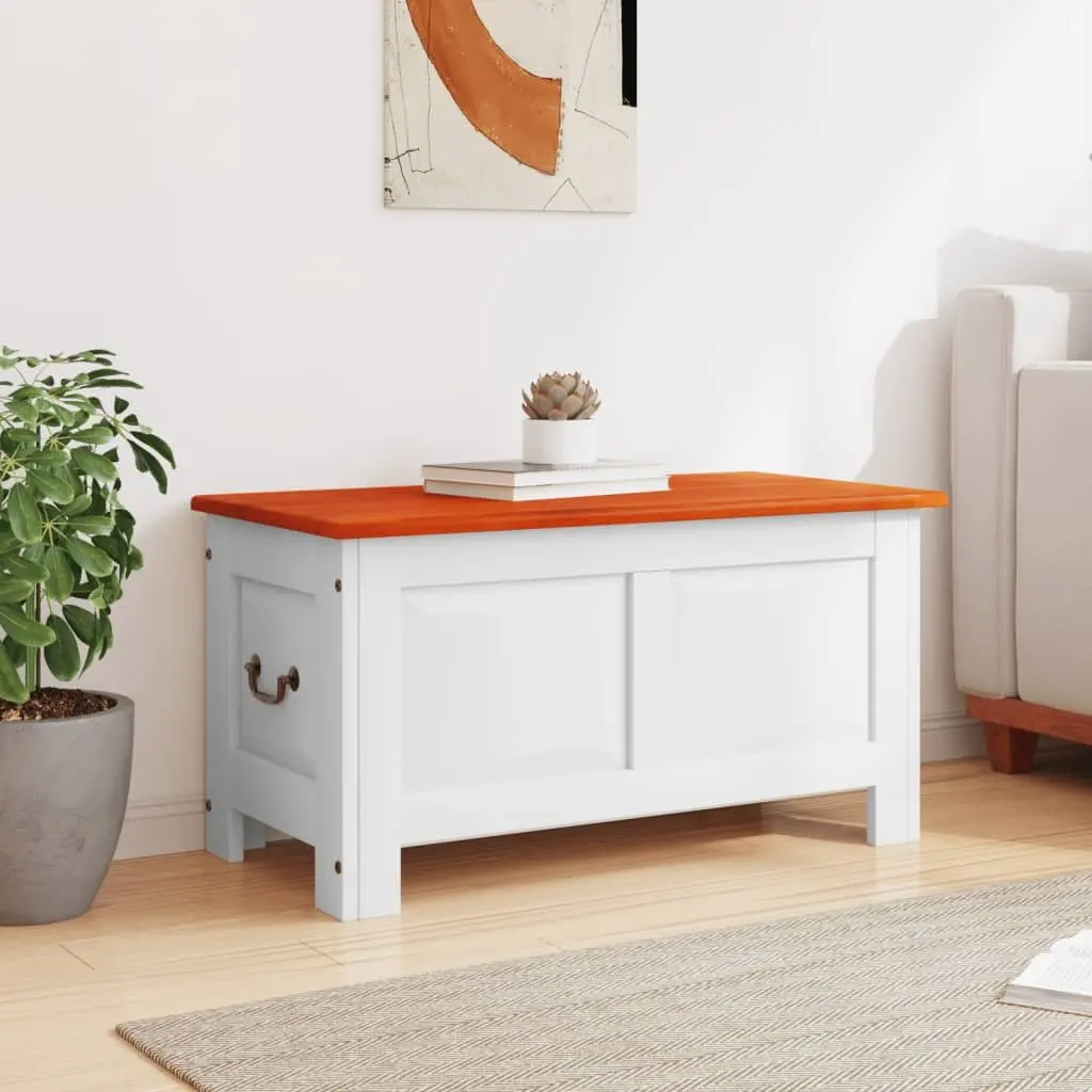 Storage Chest White Solid Wood Acacia Lift Lid Gas Mechanism