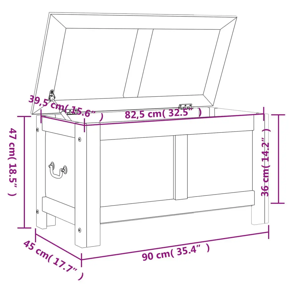 Storage Chest White Solid Wood Acacia Lift Lid Gas Mechanism