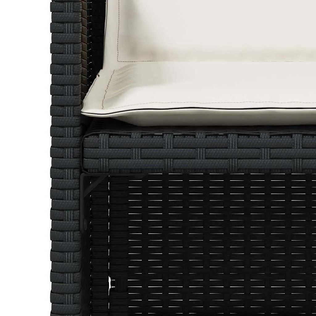 Outdoor Garden Chairs Set Black 4 Piece Poly Rattan Padded Cushions