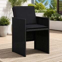 Outdoor Garden Chairs 4 pcs Black Poly Rattan with Padded Cushions Folding