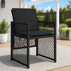 Outdoor Chairs Set 4 pcs Garden Seating Black Poly Rattan with Cushions