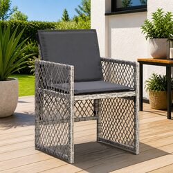 Concise Grey Poly Rattan Garden Chairs - 4 Count Set