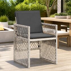 Garden Chairs Set of 4 Outdoor Seating with Cushions Grey Poly Rattan Folding