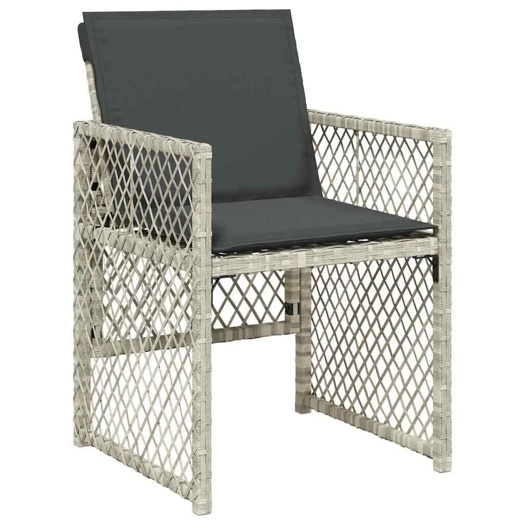 Garden Chairs Set of 4 Outdoor Seating with Cushions Grey Poly Rattan Folding