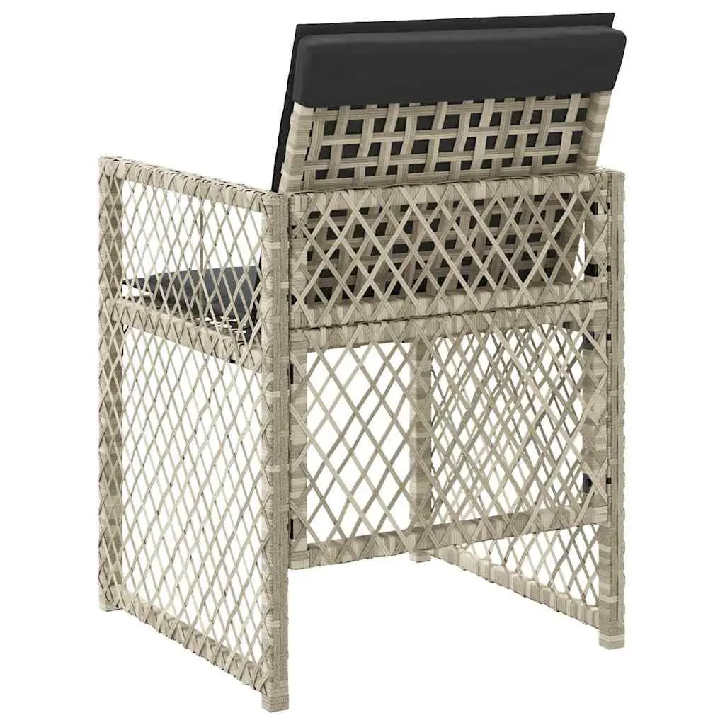 Garden Chairs Set of 4 Outdoor Seating with Cushions Grey Poly Rattan Folding