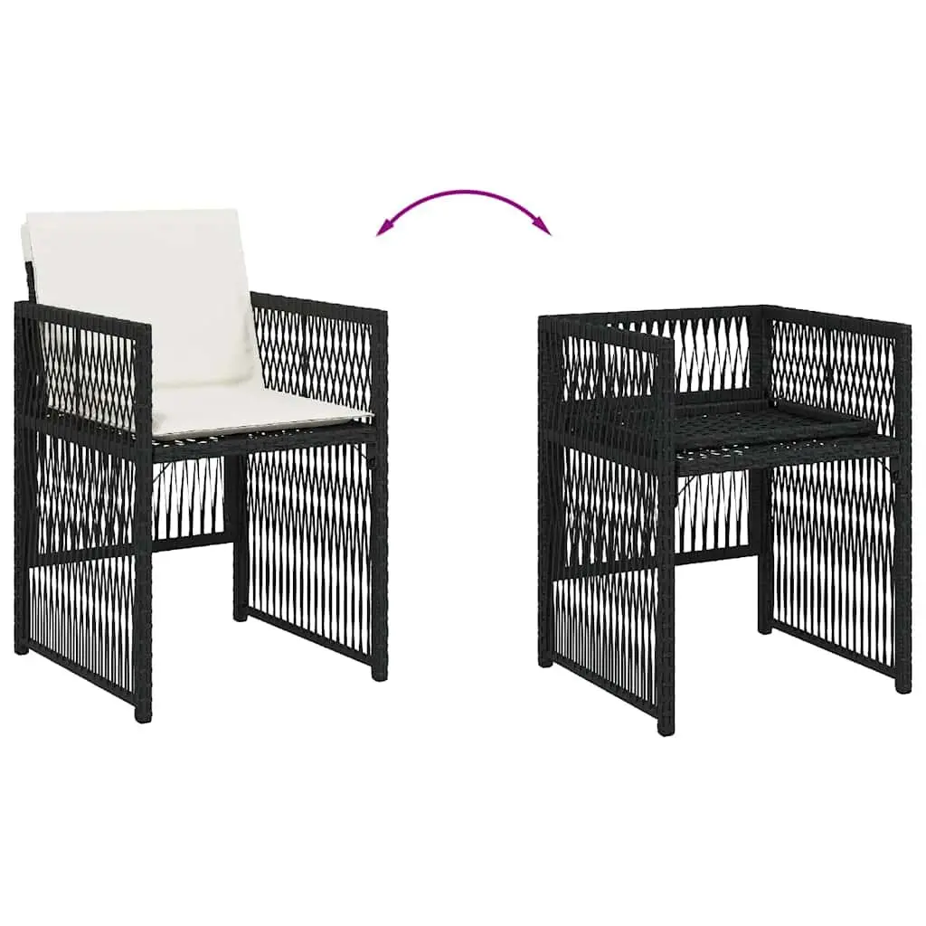 Outdoor Chairs Black 4 Piece Garden Seating with Padded Cushions