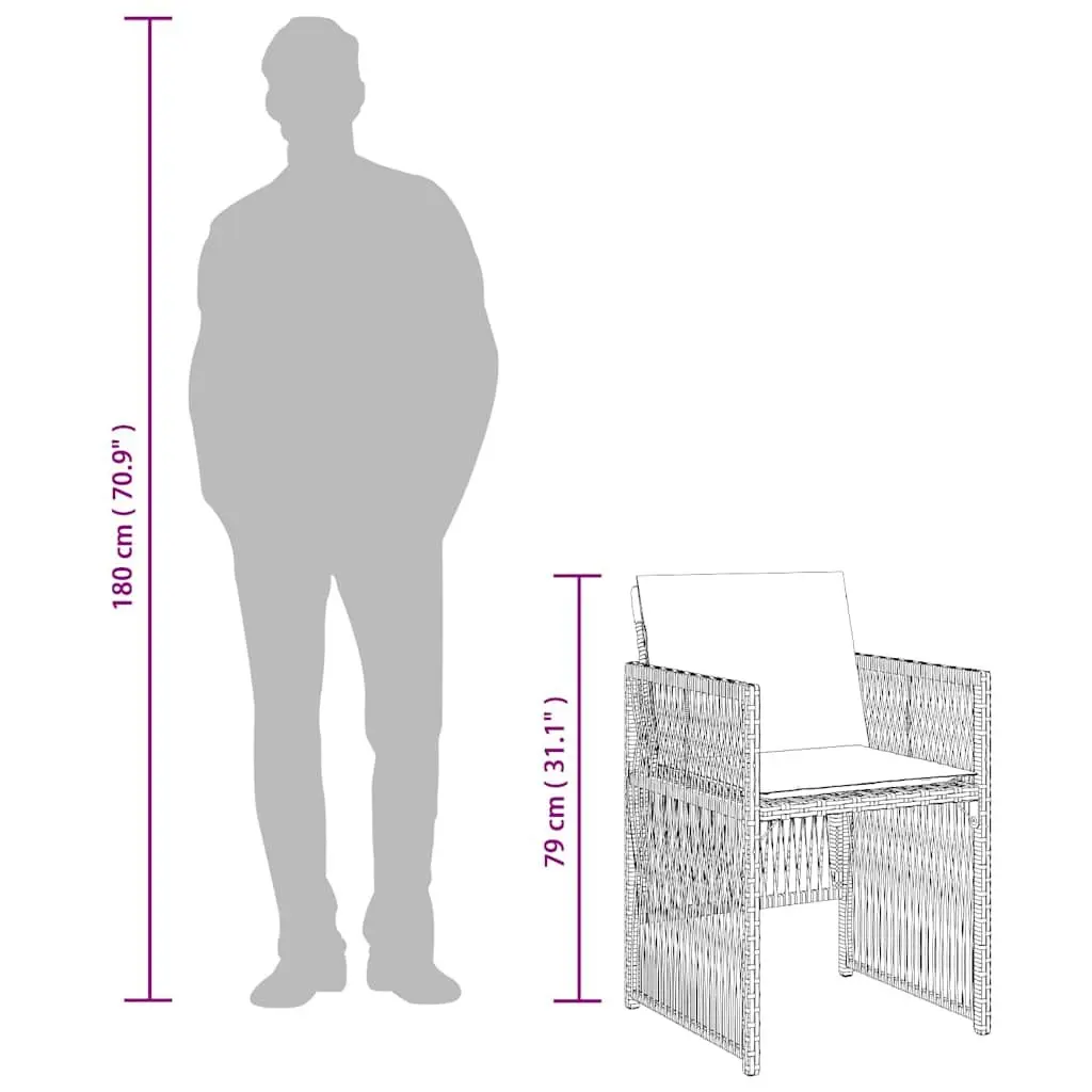 Outdoor Garden Chairs Grey 4 Piece Poly Rattan with Cushions Foldable Backrest