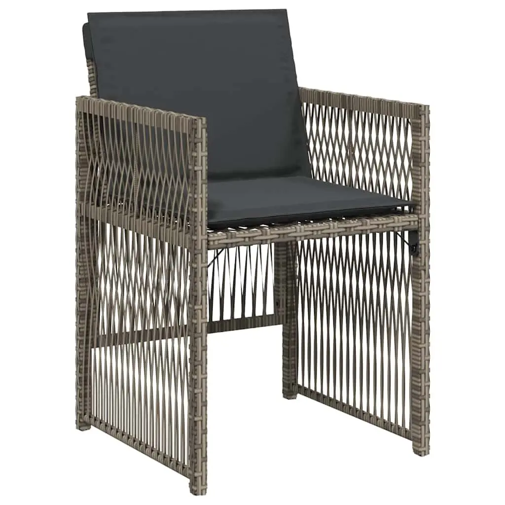 Outdoor Garden Chairs Grey 4 Piece Poly Rattan with Cushions Foldable Backrest