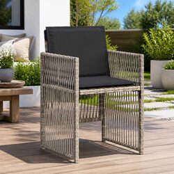 Compact Grey Garden Chairs Set - 4 Cushioned Pieces