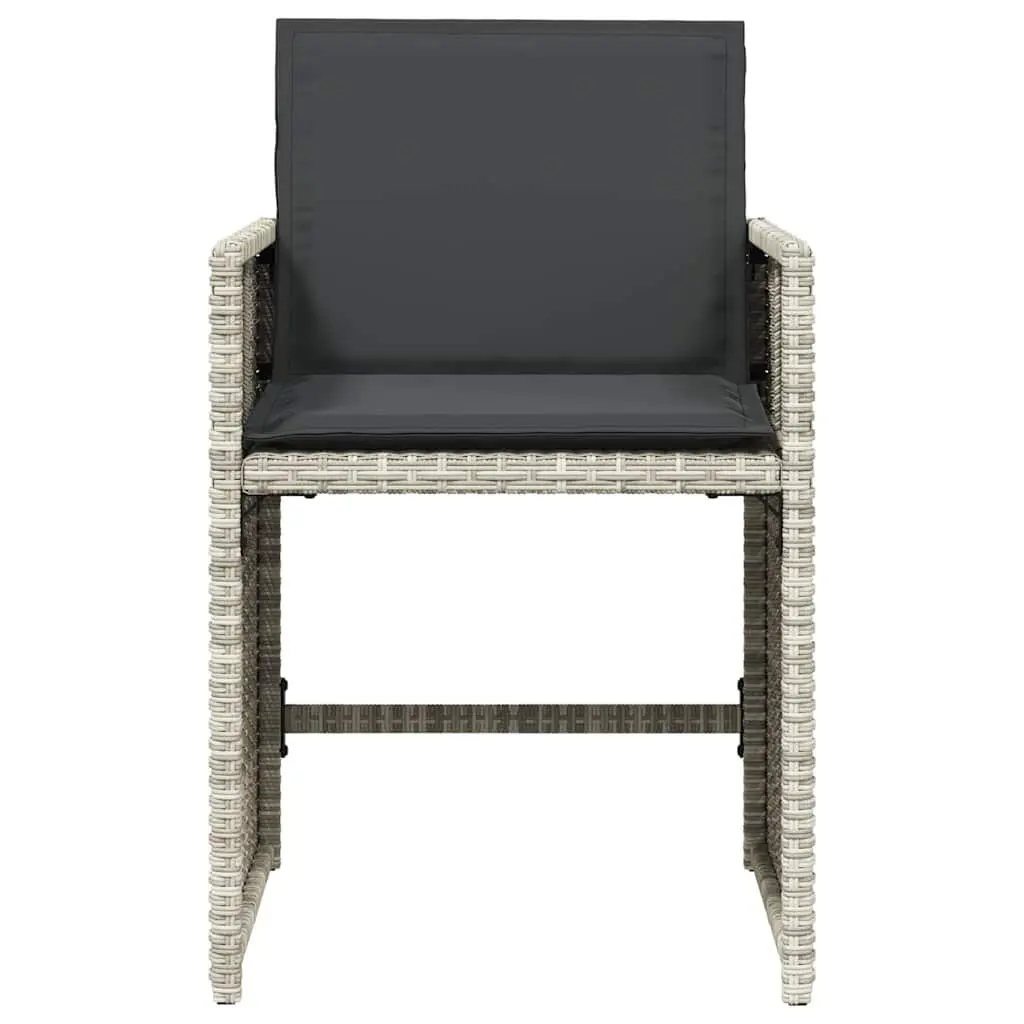 Garden Chairs with Cushions 4 pcs Grey Poly Rattan Outdoor Seating Furniture