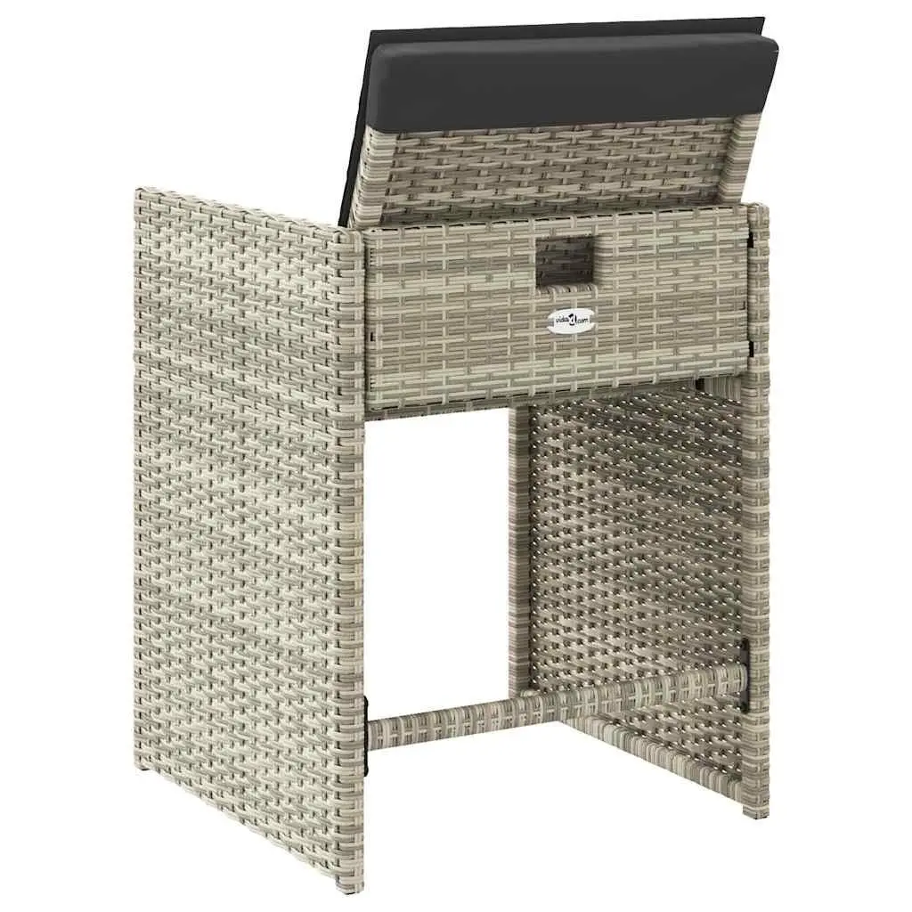 Garden Chairs with Cushions 4 pcs Grey Poly Rattan Outdoor Seating Furniture