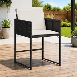 Outdoor Garden Chairs Set of 4 with Cushions in Black Rattan