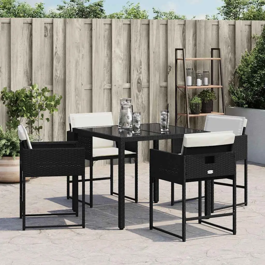 Outdoor Garden Chairs 4 pcs Black Poly Rattan with Cushions Comfortable Seating